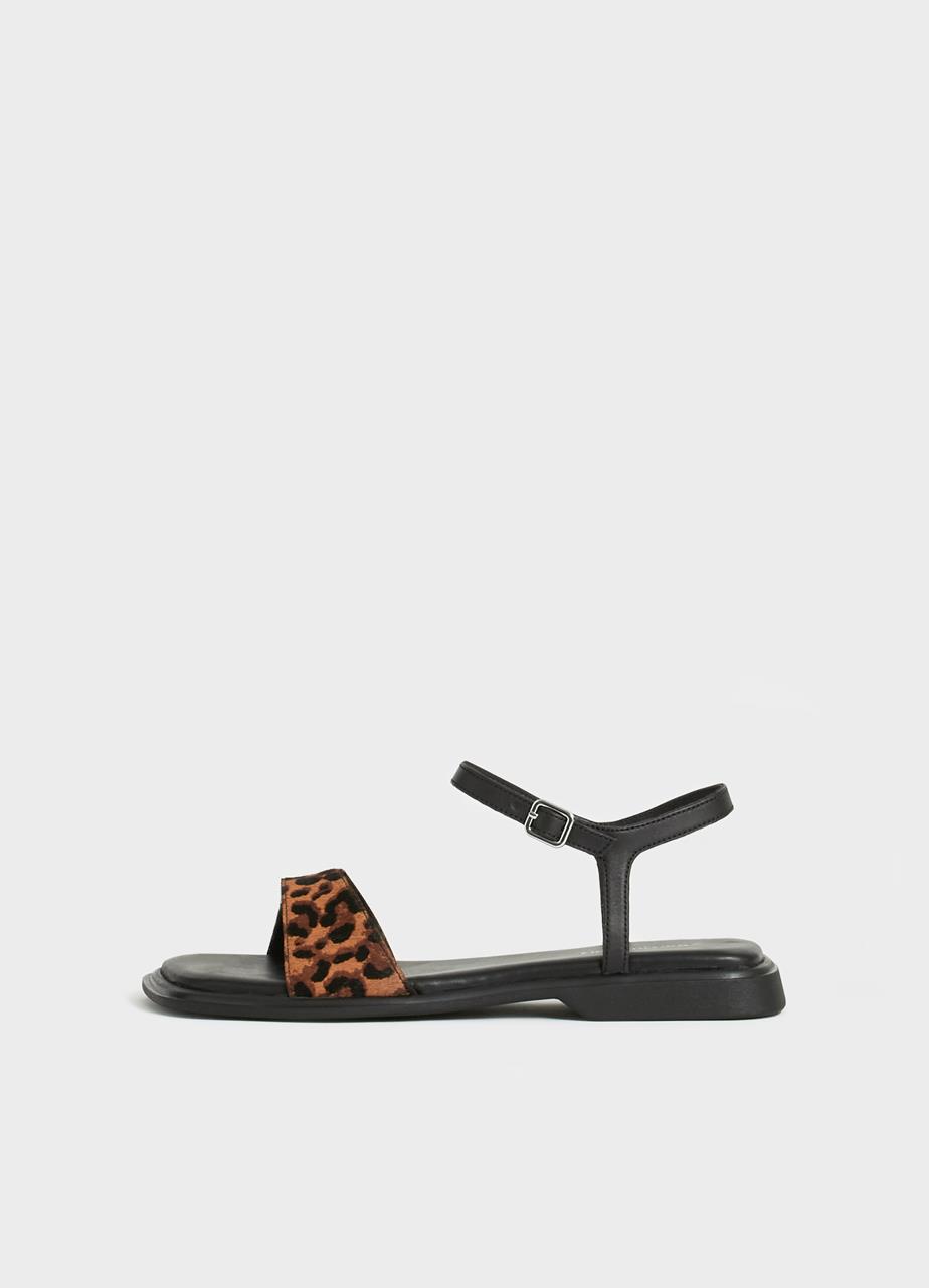 Izzy sandaler BRUN HAIR-ON-LEATHER